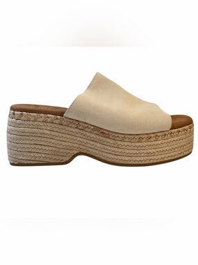 NWT TOMS Laila Mule Fog Suede Platform Espadrille Slides 11